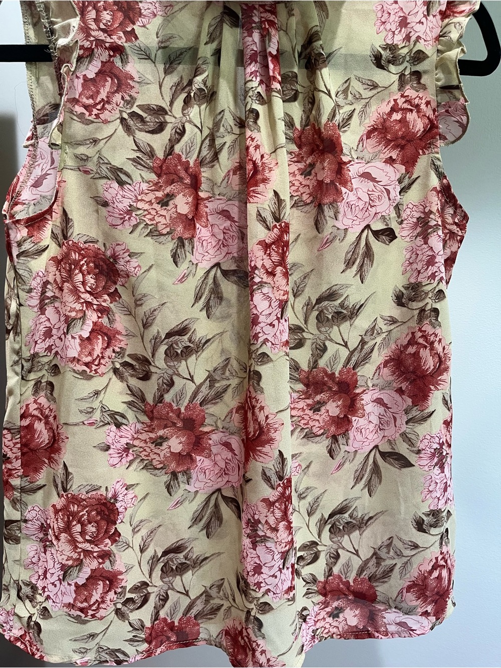 Amazon Floral Mock Neck Sleeveless Blouse - Pink on Cream - Picture 4 of 6